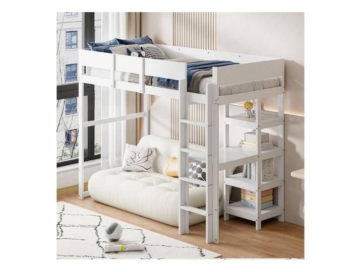 STILVORA Hochbett 90×200 Kinderbett mit Matratze,Bettgestell mit Lattenrost & Regale (mit Lattenrost und Ablage, geeignet für Kinder und Jugendliche, 90 x 200 cm) mit Matratze von OTTO