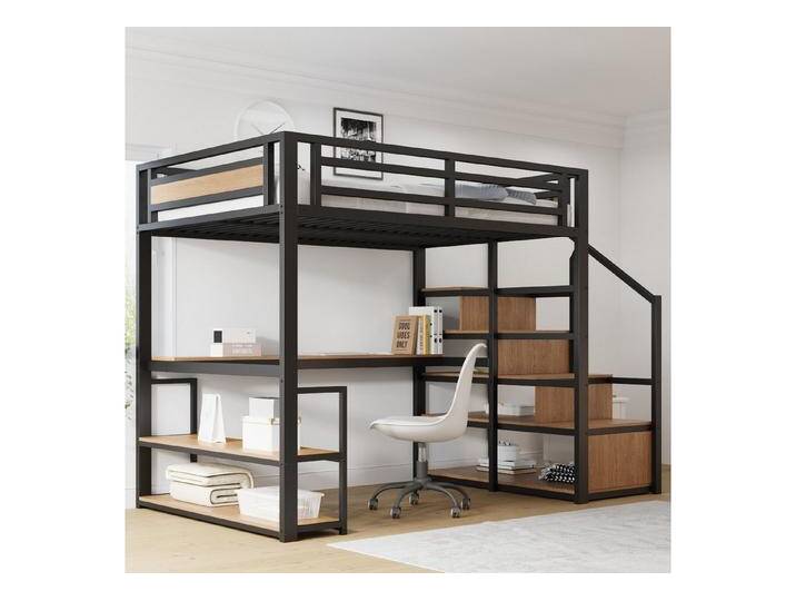 STILVORA Hochbett Metallbett 140×200 Jugendbett mit Schreibtisch,Kinderbett mit Stauraum (mit Sicherheitszaun, Stauraumleiter und integriertem Tisch, Robuster Eisenrahmen für Kinder & Erwachsene, Platzsparend & Multifunktional., 140x200 Metall-Hochbet) ohne Matratze von OTTO