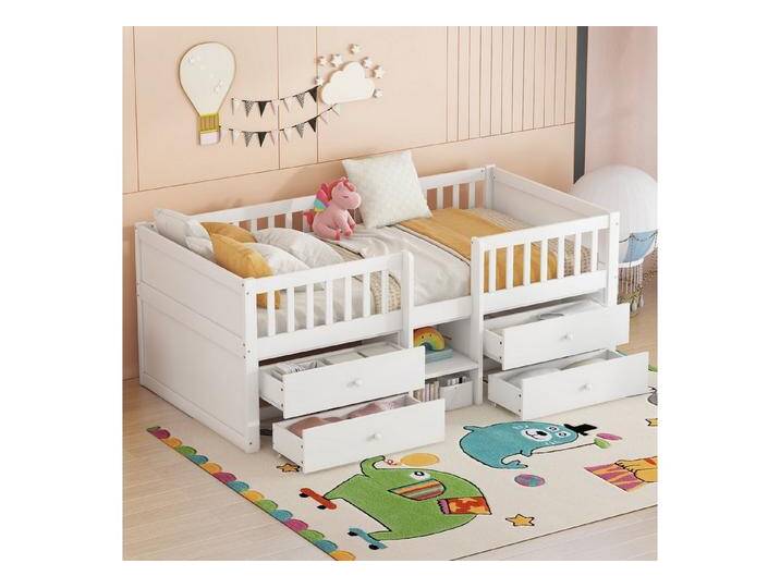 STILVORA Kinderbett 90×200 Hochbett kinder mit Stauraum,Holzbett mit Leiter,ohne matratze (Halbhohes Bett aus Kiefernholz mit 4 Schubladen, Sicherheitsgitter & Leiter –120 kg Tragkraft – Ohne Matratze, 90x200 cm), ohne Matratze von OTTO