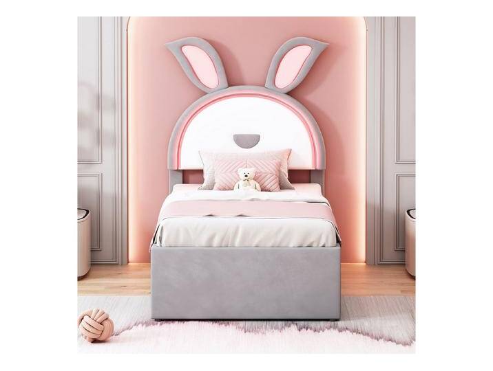 STILVORA Kinderbett 90x200 Polsterbett ohne Matratze,Bettgestell mit Stauraum&Ausziehbett (mit farbwechselnde LED-Licht, Jugendbett Gästebett, Samtstoff Multifunktionales gepolstertes Einzelbett-Schlafsofa), mit Matratze, grau STILVORA Kinderbett 90x200 Polsterbett ohne Matratze,Bettgestell mit Stauraum&Ausziehbett (mit farbwechselnde LED-Licht, Jugendbett Gästebett, Samtstoff Multifunktionales gepolstertes Einzelbett-Schlafsofa), mit Matratze, grau von OTTO