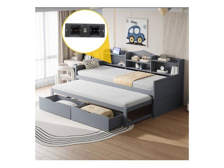STILVORA Kinderbett 90×200 Tagesbett mit Steckdose und Schubladen,Jugendbett ohne Matratze (zwei Schubladen, großem Staufach und Ablagekorb sowie USB-Steckdose, 90 x 200 cm), ohne Matratze von OTTO