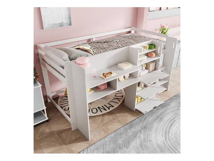 STILVORA Kinderbett 90×200 mit Staufächer,Kinderbett Holzbett mit Schubladen&Lattenrost (mit integriertem Stauraum, Entertainment-Bereich & stabiler Leiter, 90x200 cm), ohne Matratze von OTTO