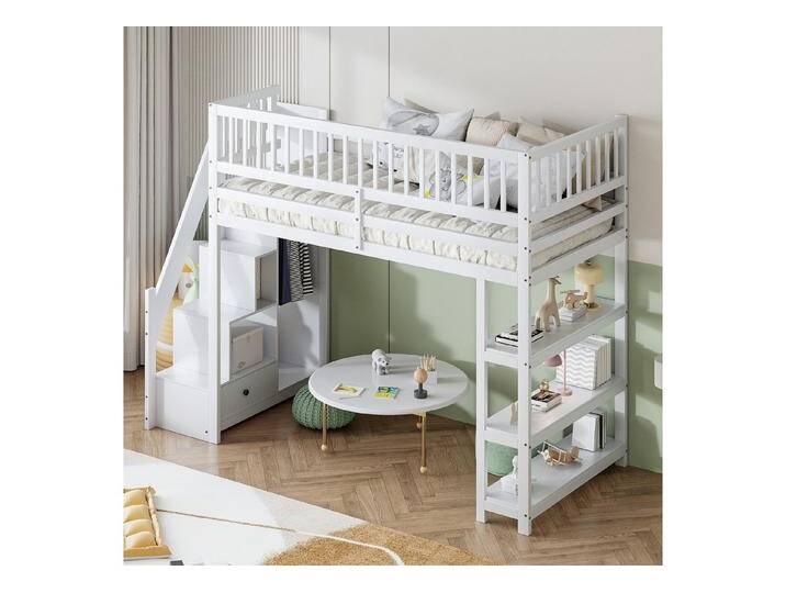 STILVORA Kinderbett Jugendbett 90x200 mit Regalen Kinderbett Holzbett mit Stauraum,Zaun (mit Stauraum, Sicherheitsleiter & Kleiderschrank – Massivholz, multifunktionales Kinderbett für kleines Zimmer – Grau, für Kinder und Jugendliche, 90 x 200 cm), ohne Matratze, weiß STILVORA Kinderbett Jugendbett 90x200 mit Regalen Kinderbett Holzbett mit Stauraum,Zaun (mit Stauraum, Sicherheitsleiter & Kleiderschrank – Massivholz, multifunktionales Kinderbett für kleines Zimmer – Grau, für Kinder und Jugendliche, 90 x 200 cm), ohne Matratze, weiß von OTTO