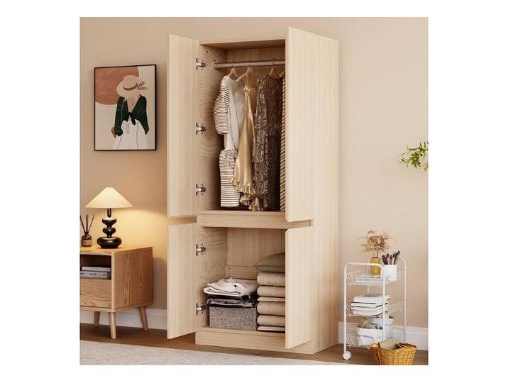 STILVORA Kleiderschrank mit Kleiderständer,Aufwahrungsschrank Garderobenständer mit Staufach (mit Doppeltüren, geräumigem Staufach & minimalistisches Design, 70 × 40 × 170 cm) von OTTO