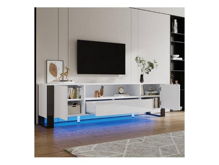 STILVORA Lowboard TV-Schrank mit LED-Beleuchtung&Stauraum,Fernsehschrank Hochglanz,Weiß (Fernsehtisch, TV-Panel, 1 St., für bis zu 70-Zoll-TVs) von OTTO