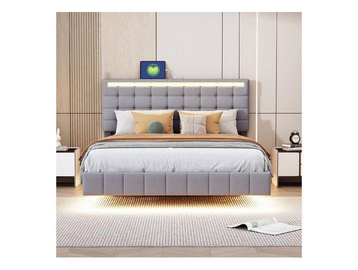 STILVORA Polsterbett 140x200 Bettgestell mit LED-Beleuchtung,Jugendbett ohne Matratze, Ohne Matratze, grau, ohne Matratze, Grau STILVORA Polsterbett 140x200 Bettgestell mit LED-Beleuchtung,Jugendbett ohne Matratze, Ohne Matratze, grau, ohne Matratze, Grau von OTTO