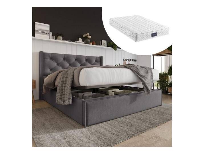 STILVORA Polsterbett 140x200 Hydraulisch Bett mit Stauraum,Jugendbett mit Lattenrost, 0, grau, mit-Matratze, Grau STILVORA Polsterbett 140x200 Hydraulisch Bett mit Stauraum,Jugendbett mit Lattenrost, 0, grau, mit-Matratze, Grau von OTTO