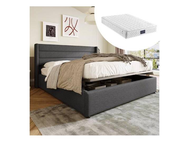 STILVORA Polsterbett 160x200 Hydraulisch Stauraumbett Doppelbett mit Lattenrost (Bett Funktionsbett Holzbett Hydraulisch), 160 x 200 cm,Inklusive Matratze,Grau, grau von OTTO