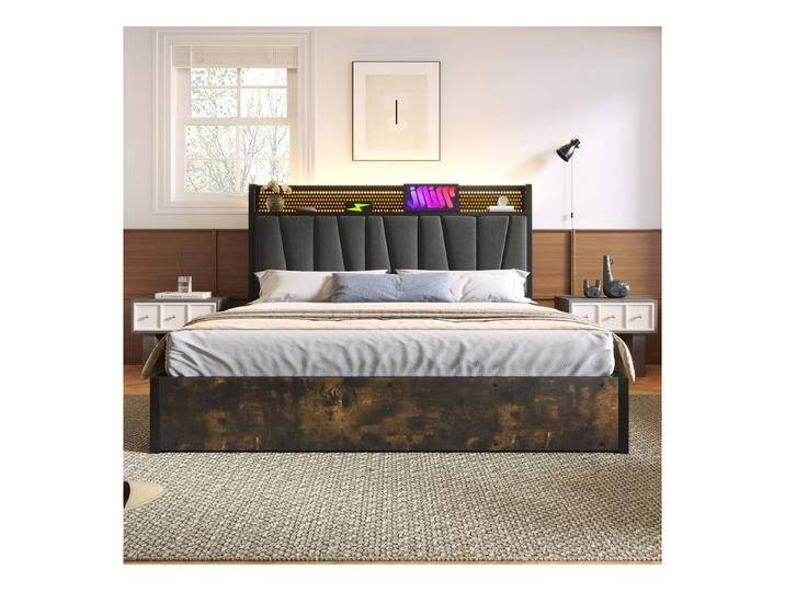 STILVORA Polsterbett 160×200cm Polsterbett Metallbett mit LED,Doppelbett mit USB (mit aufladen USB Ladefunktion Kopfteil und LED-Beleuchtung), 160 x 200 cm,ohne Matratze von OTTO