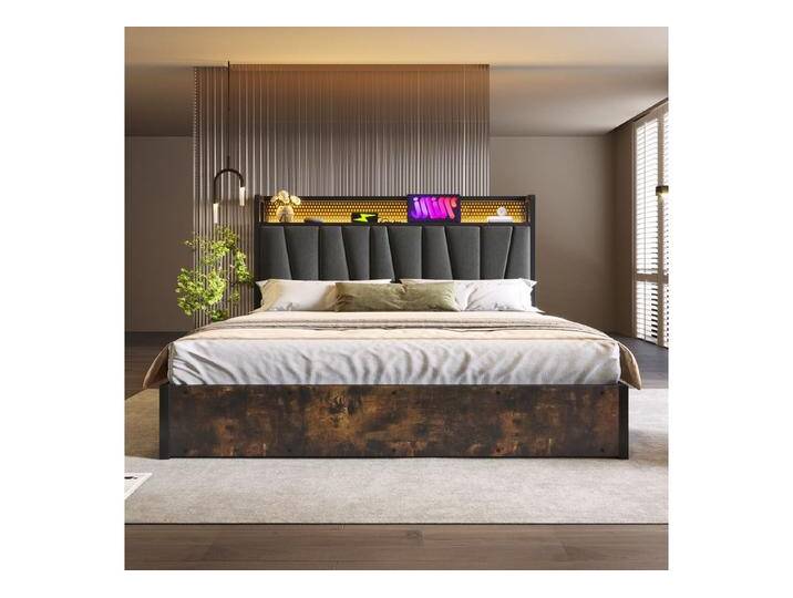STILVORA Polsterbett 180×200cm Polsterbett Metallbett mit LED,Doppelbett mit USB (mit aufladen USB Ladefunktion Kopfteil und LED-Beleuchtung), 180 x 200 cm,ohne Matratze von OTTO