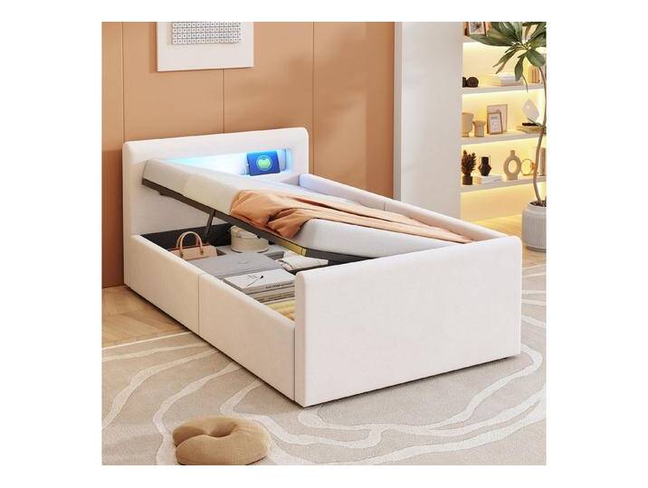 STILVORA Polsterbett 90×200 mit Stauraum,Kinderbett mit LED,Naturlicht,Regal&USB,Samtstoff (mit LED-Licht und USB-Ladeanschluss, Hydraulischem Stauraum & Regal, Samtstoff, Mit verstellbaren Rückenlehnen und Nachtlicht, 90x200 cm), ohne Matratze STILVORA Polsterbett 90×200 mit Stauraum,Kinderbett mit LED,Naturlicht,Regal&USB,Samtstoff (mit LED-Licht und USB-Ladeanschluss, Hydraulischem Stauraum & Regal, Samtstoff, Mit verstellbaren Rückenlehnen und Nachtlicht, 90x200 cm), ohne Matratze von OTTO