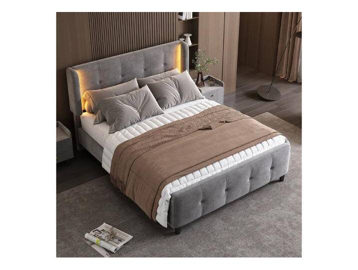 STILVORA Polsterbett Doppelbett 140x200cm Jugendbett mit LED-Leist & verstellbares Kopfteil (mit 16-farbiger LED-Leisten an den Seitenohren, Gesteppte Kopf- und Fußteil, Bettkopf in drei Höhen verstellbar), Samt 140x200 cm,Ohne Matratze STILVORA Polsterbett Doppelbett 140x200cm Jugendbett mit LED-Leist & verstellbares Kopfteil (mit 16-farbiger LED-Leisten an den Seitenohren, Gesteppte Kopf- und Fußteil, Bettkopf in drei Höhen verstellbar), Samt 140x200 cm,Ohne Matratze von OTTO