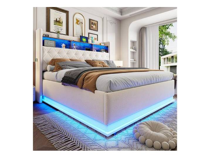 STILVORA Polsterbett Doppelbett 160x200 Jugendbett mit hydraulischem Stauraum und USB (Luxuriöses LED-Polsterbett,mit USB-Ladeanschluss und hydraulischem Stauraum., 180 x 200 cm), ohne Matratze von OTTO