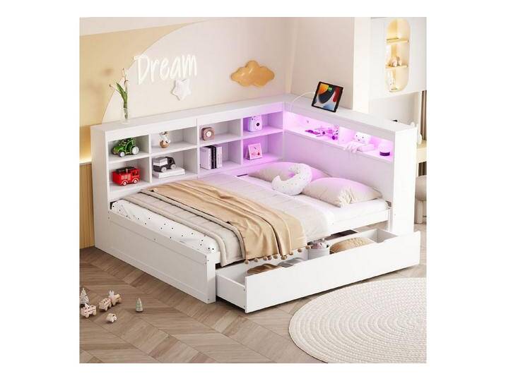 STILVORA Schlafsofa Daybett 140×200cm Jugendbett mit USB-Steckdose & LED & Schubladen, Doppelbett Daybett Tagesbett mit USB-Steckdose, LED-Beleuchtung und viel Stauraum – Extra große Schubladen, Regale und Ablagefächer, ideal für Gästezimmer und moderne Schlafzimmer, für Erwachsene und Teenager, ohne Matratze, weiß, Mit LED-Licht STILVORA Schlafsofa Daybett 140×200cm Jugendbett mit USB-Steckdose & LED & Schubladen, Doppelbett Daybett Tagesbett mit USB-Steckdose, LED-Beleuchtung und viel Stauraum – Extra große Schubladen, Regale und Ablagefächer, ideal für Gästezimmer und moderne Schlafzimmer, für Erwachsene und Teenager, ohne Matratze, weiß, Mit LED-Licht von OTTO