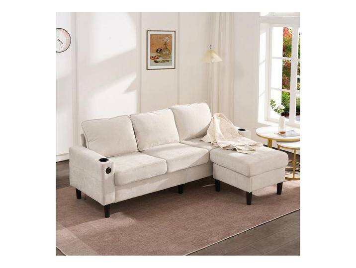 STILVORA Schlafsofa L-form Ecksofa mit USB- und Typ-C-Anschlüssen,couch wohnzimmer beige, Wohnzimmersofa, Polstersofa, mit USB- und Typ-C-Anschlüssen von OTTO