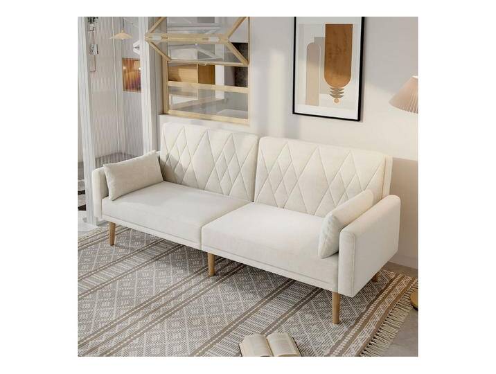 STILVORA Schlafsofa mit Schlaffunktion,Zweisitzer-Sofa Kleines Wohnzimmersofa,Beige, Polstersofa, Gästebett, Schlafcouch 1 Teile, Doppelsofa, 2 Kissen von OTTO