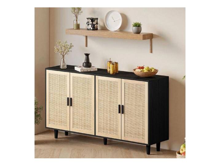 STILVORA Sideboard Eckschrank mit 4 Türen,funktioneller Beistellschrank Rattanschrank,PB (1 St), schwarz von OTTO
