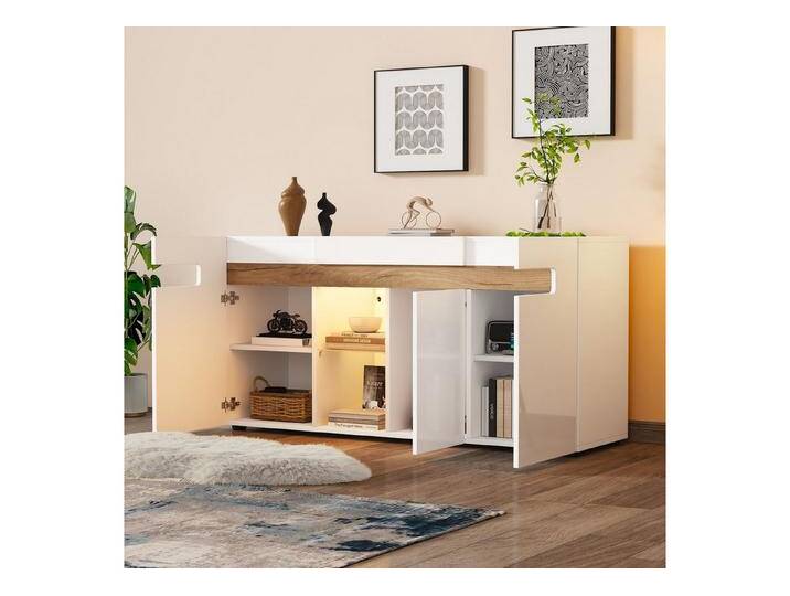STILVORA Sideboard Lagerschrank mit 3 Türen&LED,Hochglanz-Wohnmöbel mit App-Steuerung (Kommode, Anrichte, Mehrzweckschrank, 1 St., mit Glasboden) von OTTO