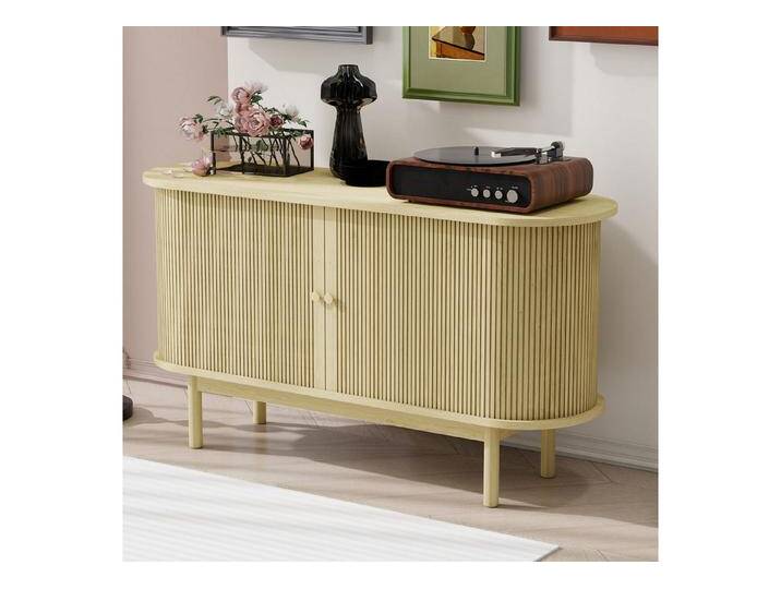 STILVORA Sideboard mit 2 Schiebetüren,Beistellschrank mit verstellbaren Regale&Holzbeinen (Retro Modernes Holz Sideboard mit Schiebetüren und Kiefernholzbeinen, 138 cm – Verstellbare Regale, elegantes Design, stabiler Stauraum für Esszimmer, Küche von OTTO