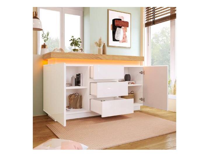 STILVORA Sideboard mit 2 Türen&3 Schubladen,Sideboard Beistellschrank mit LED-Beleuchtung (Mehrzweckschrank, 1 St., 2 Türen und 3 Schubladen) von OTTO