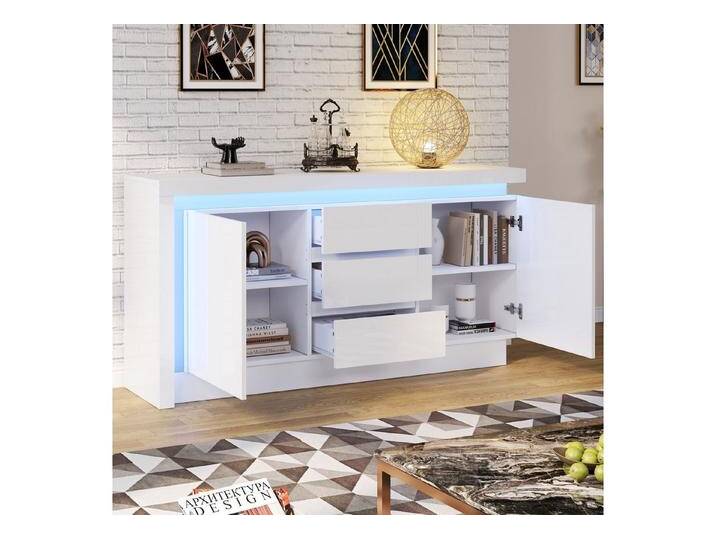 STILVORA Sideboard mit LED-Beleuchtung,Hochglanz-Kommode Beistellschrank mit 3 Schubladen (Kommode, Wohnzimmermöbel, 1 St., 3 Schubladen und 2 Türen) von OTTO