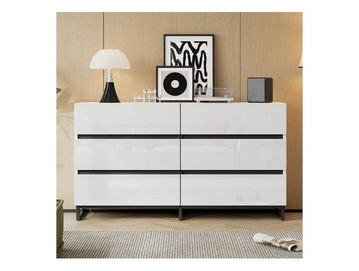 STILVORA Sideboard mit Schublade,Hochglanz-Kommode Aufwahrungsschrank mit Metallbeinen (Wohnzimmer, Beistellschrank, 1 St., 140*39,5*78,5cm), mit 6 Schubladen von OTTO
