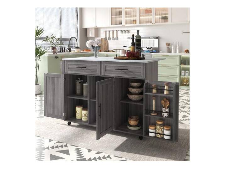 STILVORA Sideboard mit klappbare Arbeitsplatte,Buffetschrank Kücheninsel mit Schubladen (1 St., 5 Räder, 3 Tür), mit Ausziehbare Arbeitsplatte von OTTO