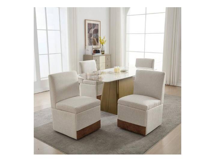 STILVORA Stuhl drehbar 2er set Hochzeitsstühle mit Rollen & Lagerung,Küchenstühle (Gepolsterte Esszimmerstühle 2er Set mit Rollen – Drehbare, komfortable Stühle für Esszimmer und Büro, versteckter Stauraum., 2 St) von OTTO