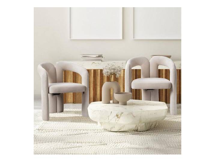 STILVORA Stuhl mit Holzbeinen,Wohnzimmerstuhl Küchenstuhl aus Samtstoff,Beige (2er Set), beige von OTTO