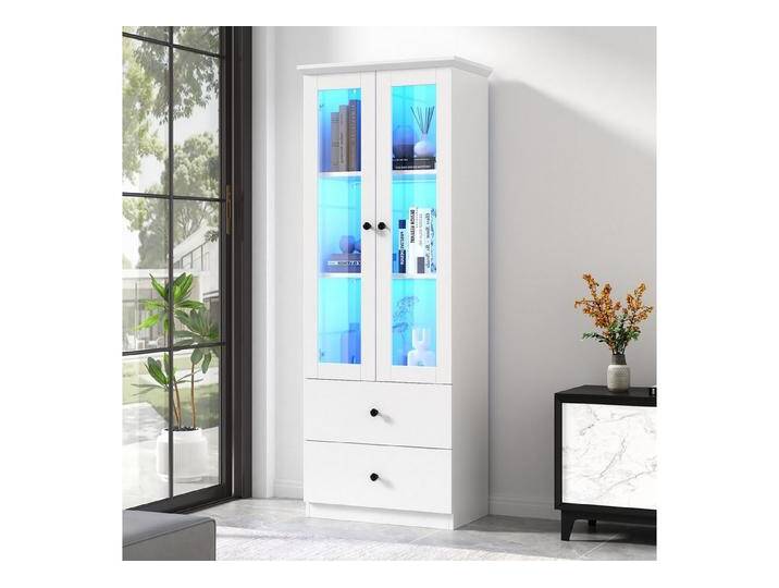 STILVORA Vitrine mit USB&LED,Glasvitrine mit 2 Schubladen&verstellbaren Fachböden STILVORA Vitrine mit USB&LED,Glasvitrine mit 2 Schubladen&verstellbaren Fachböden von OTTO