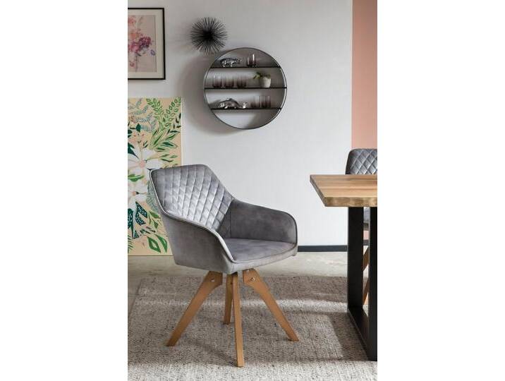 SalesFever Armlehnstuhl Växjö - Esszimmerstuhl Komfort und Stil (1 St), Sitzkomfort neu definiert: 180° Drehplatte inklusive!, grau, Grau/Eiche von OTTO