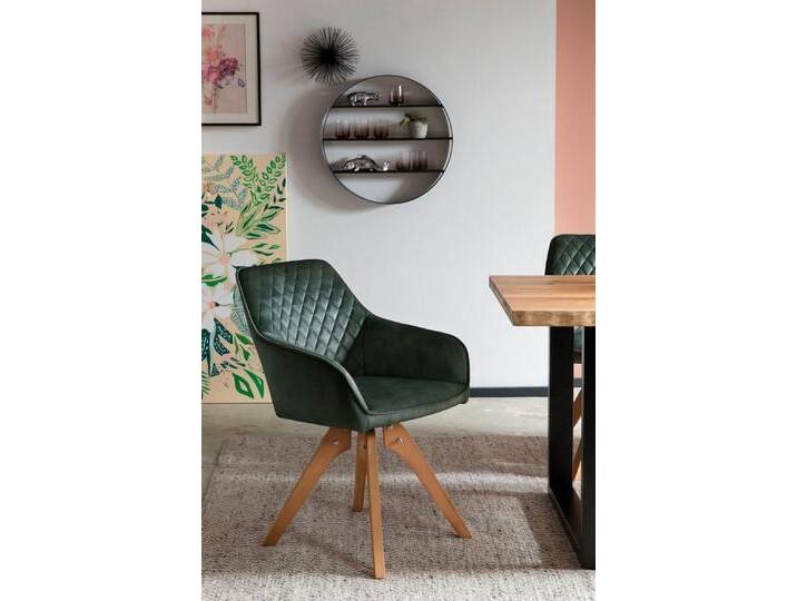 SalesFever Armlehnstuhl Växjö - Esszimmerstuhl Komfort und Stil (1 St), Sitzkomfort neu definiert: 180° Drehplatte inklusive!, grün, Dunkelgrün/Eiche von OTTO