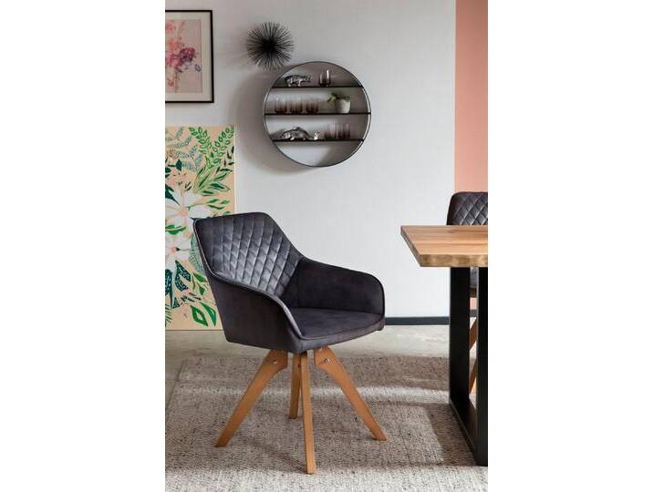 SalesFever Armlehnstuhl Växjö - Esszimmerstuhl Komfort und Stil (1 St), Sitzkomfort neu definiert: 180° Drehplatte inklusive!, schwarz, Schwarz/Eiche von OTTO