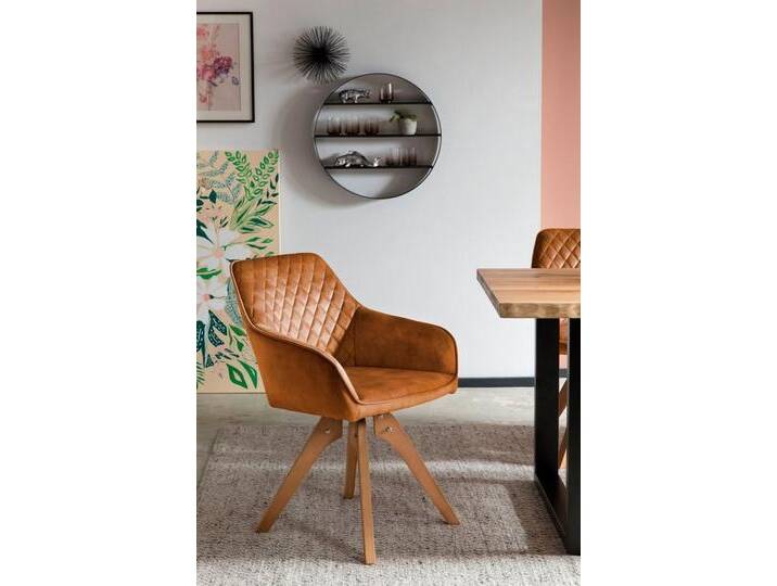 SalesFever Armlehnstuhl Växjö - Esszimmerstuhl Komfort und Stil (1 St), Sitzkomfort neu definiert: 180° Drehplatte inklusive!, goldfarben, Gold/Eiche von OTTO