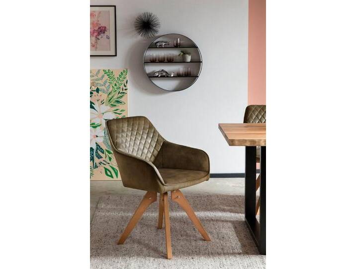 SalesFever Armlehnstuhl Växjö - Esszimmerstuhl Komfort und Stil (1 St), Sitzkomfort neu definiert: 180° Drehplatte inklusive!, grün, Grün/Eiche von OTTO