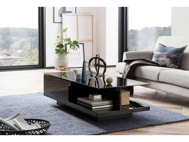 SalesFever Couchtisch im minimalistischen Stil, Elegante Tischplatte aus robustem Kristallglas, schwarz, Schwarz mit Hochglanzelementen, schwarz SalesFever Couchtisch im minimalistischen Stil, Elegante Tischplatte aus robustem Kristallglas, schwarz, Schwarz mit Hochglanzelementen, schwarz von elegante