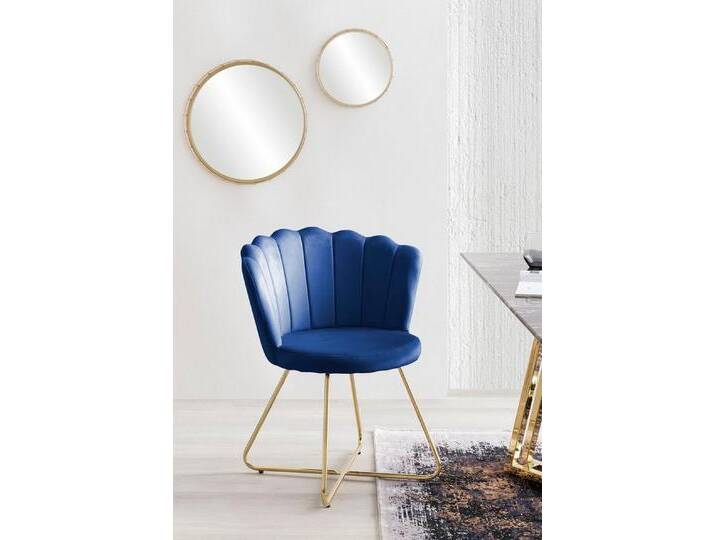 SalesFever Polsterstuhl Komfortabler Stuhl im eleganten Design (Set, 2 St), Muschel-Design, blau, Muschelstuhl aus Samt 2er Set Dunkelblau von OTTO