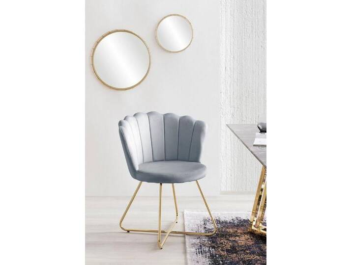 SalesFever Polsterstuhl Komfortabler Stuhl im eleganten Design (Set, 2 St), Muschel-Design, grau, Muschelstuhl aus Samt 2er Set Hellgrau von OTTO