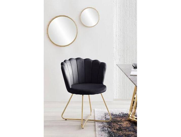 SalesFever Polsterstuhl Komfortabler Stuhl im eleganten Design (Set, 2 St), Muschel-Design, schwarz, Muschelstuhl aus Samt 2er Set Schwarz von OTTO