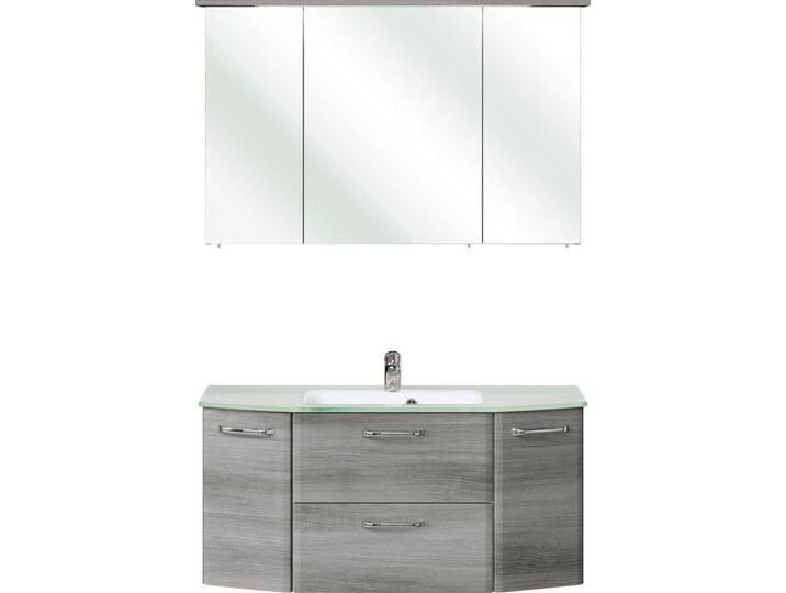 Saphir Badmöbel-Set Quickset 2-teilig, Glaswaschtisch mit LED-Spiegelschrank, 115 cm breit, (2-St), Badezimmer Set inkl. Türdämpfer, 5 Türen, 1 Klappe von OTTO