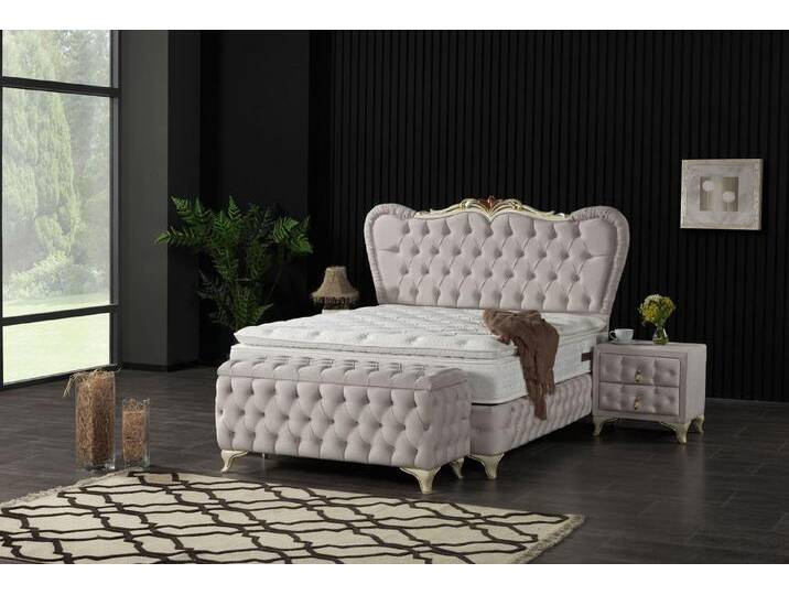 Schlaffabrik Boxspringbett ARMADA (wahlweise mit Nachttischen und Truhe), inkl. Matratze, Topper, Stauraum, beige, ohne Nachttische, ohne Truhe von OTTO