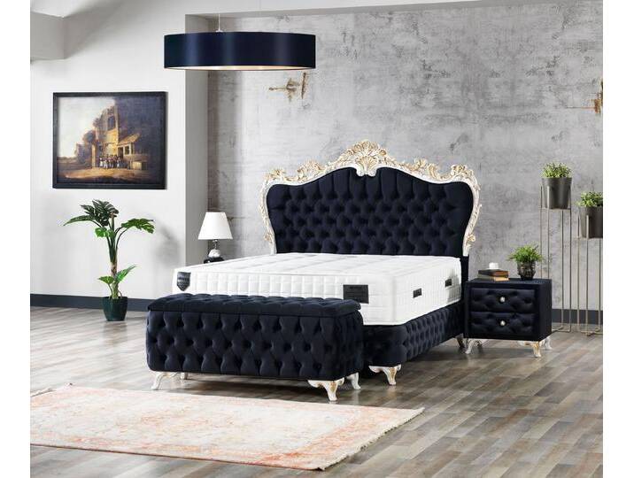 Schlaffabrik Boxspringbett MIDAS (wahlweise mit Nachttischen und Truhe), inkl. Matratze, Stauraum, grau, mit Nachttische, ohne Truhe von OTTO