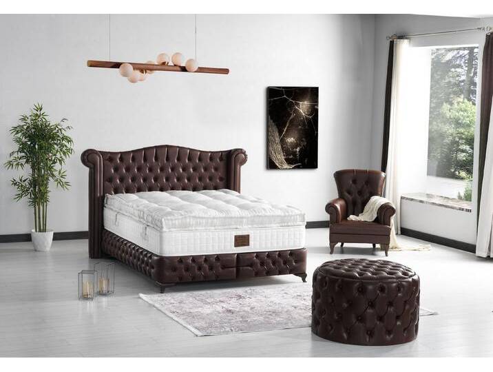 Schlaffabrik Boxspringbett MONALISA (wahlweise mit Hocker), inkl. Matratze, Topper, Stauraum, braun, mit Hocker von OTTO