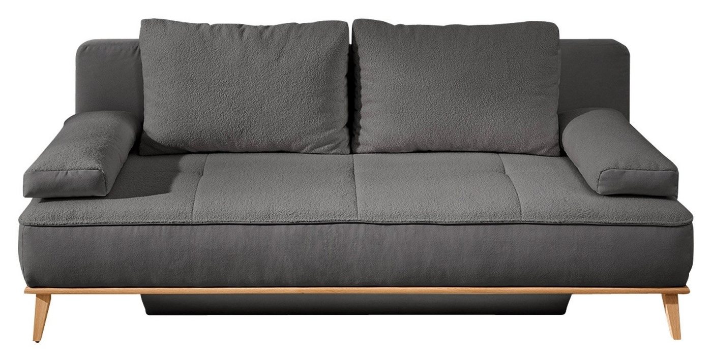 Schlafsofa MICHEL, B 204 cm x T 102 cm, Braun, Grau, Eichenholz, Polyesterbezug, Schlaffunktion, Bettkasten, mit Kissen von OTTO