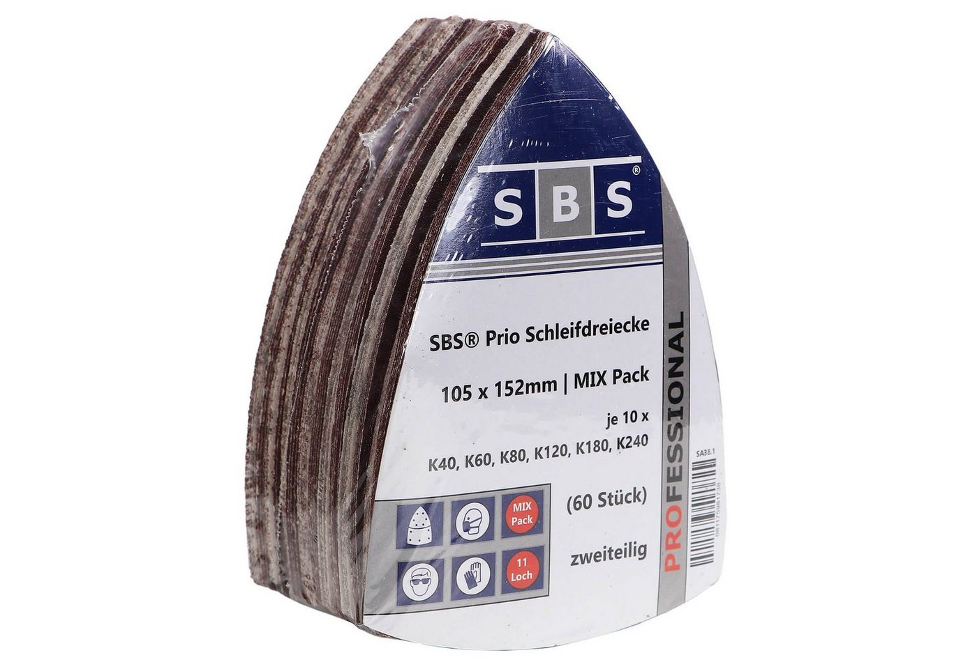 SBS Schlößer Baustoffe Schleifscheibe Prio Schleifpapier Schleifdreiecke MIX 105x152 mm (60 Blatt) von SBS Schlößer Baustoffe