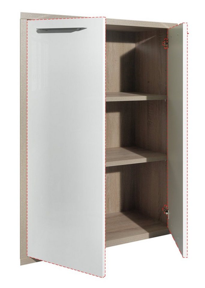 Schranktür 2er Set niedrig DELA, Weiß Hochglanz, (2 St), B 75 cm x H 105 cm von OTTO