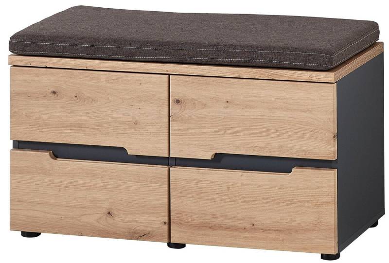 Schuhbank Garderobenbank MEMPHIS, B 80 x H 49 cm, Artisan Eiche Dekor, Graphitfarben, 2 Türen und 1 Sitzkissen von OTTO