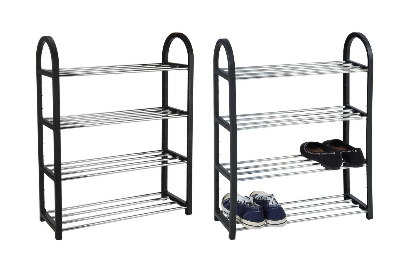 Schuhregal, 2er Set, Schwarz, Silbergrau, Metallstäbe, 4 Ablageflächen, für bis zu 12 Paar Schuhe Schuhregal, 2er Set, Schwarz, Silbergrau, Metallstäbe, 4 Ablageflächen, für bis zu 12 Paar Schuhe von OTTO