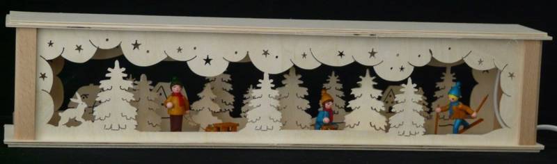 Schwibbogen-Fensterbank Schwibbogenerhöhung mit Winterkinder und Beleuchtung BxHxT 52x10x10cm von OTTO