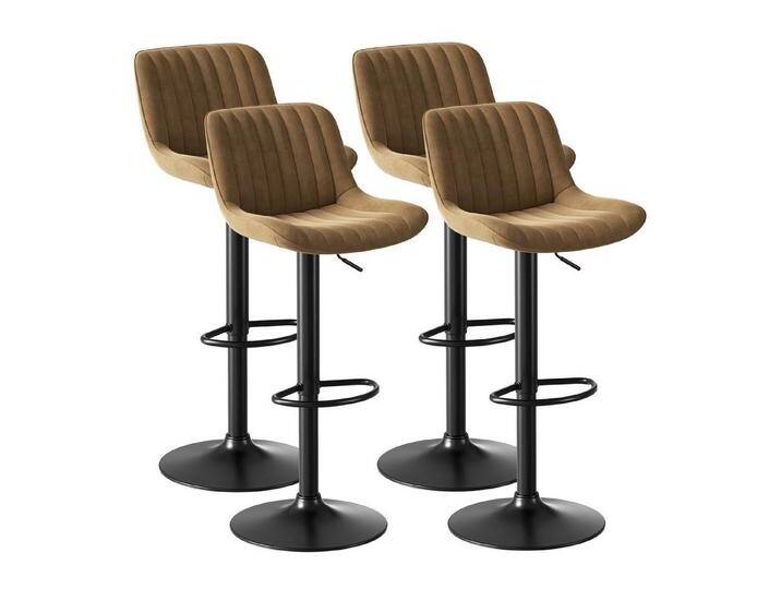 SeedWave Barhocker Samt Barstühle-Set Höhenverstellbar 360° Drehbarer Polsterhocker (2er Set / 4er Set), 4er Set Bistrohocker mit Fußstütze, braun von OTTO